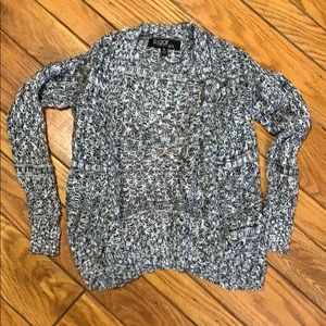 Black and white crochet cardigan